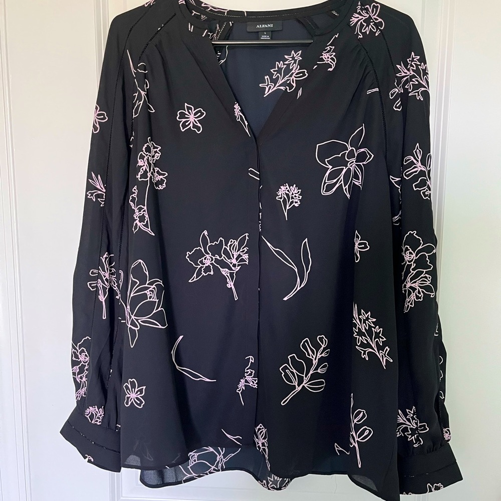 NFS Black floral blouse size L